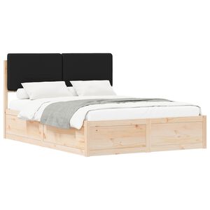 vidaXL Bettgestell mit gepolstertem Kopfteil Schwarz 135 x 190 cm