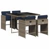 vidaXL 5-teiliges Garten-Ess-Set mit Kissen, grau, Polyrattan