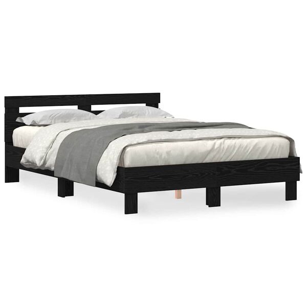 vidaXL Bettrahmen Schwarz Eichen-Optik 140 x 190 cm Holzwerkstoff
