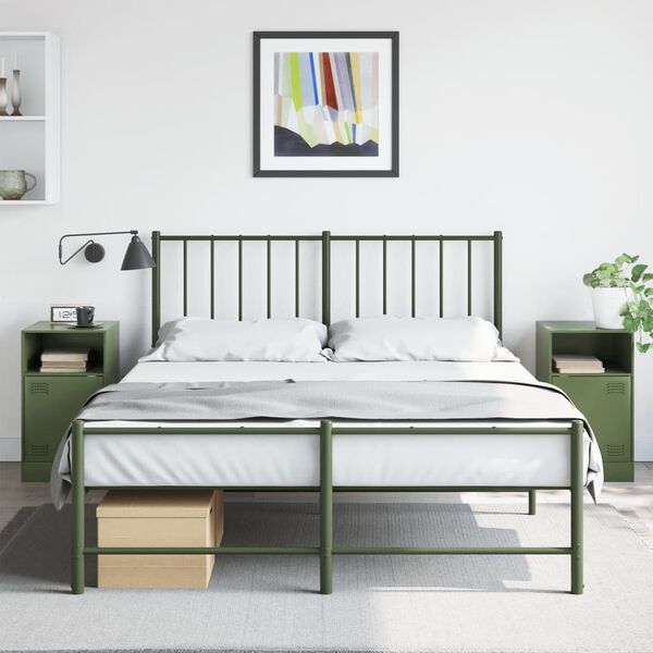vidaXL Nachttische 2 Stk. Olivgr&uuml;n 34,5x39x62 cm Stahl