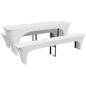 vidaXL 3-tlg. Hussen-Set f&uuml;r Biertisch und B&auml;nke Wei&szlig; 220x50x80 cm