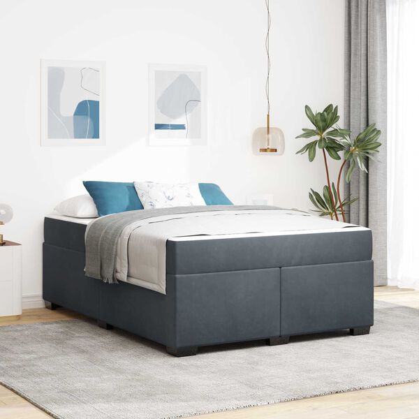 vidaXL Bettrahmen mit Matratze Dunkelgrau 160 x 200 cm Stoff