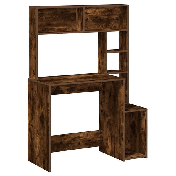 vidaXL Schreibtisch mit Regal R&auml;uchereiche 100x45x140 cm Holzwerkstoff