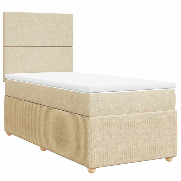 vidaXL Boxspringbett mit Matratze Creme 80x200 cm Stoff