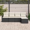 vidaXL Sofa Set mit Kissen 5 pcs Schwarz und Creme Poly-Rattan