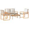 vidaXL 4-tlg. Garten-Lounge-Set mit Kissen Beige Poly Rattan