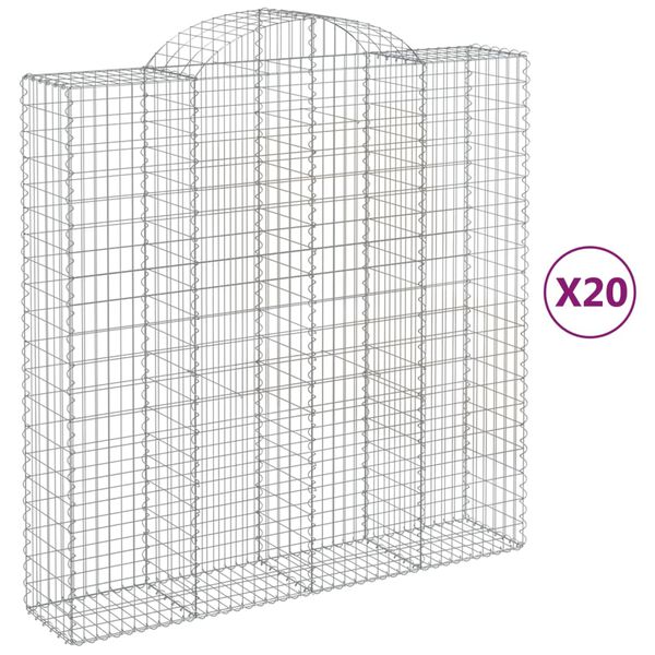 vidaXL Gabionen mit Hochbogen 20Stk. 200x50x200/220cm Verzinktes Eisen