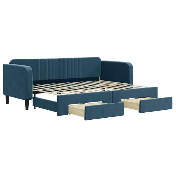 vidaXL Tagesbett Ausziehbar mit Schubladen Blau 80x200 cm Samt