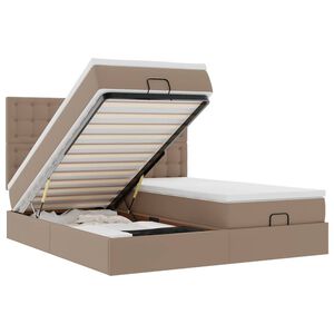 vidaXL Ottoman-Bett mit Matratzen LEDs Cappuccino 200x200cm Kunstleder
