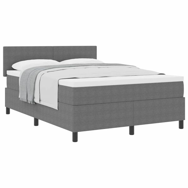 vidaXL Boxspringbett Hellgrau und Wei&szlig; 140 x 190 cm Cordstoff
