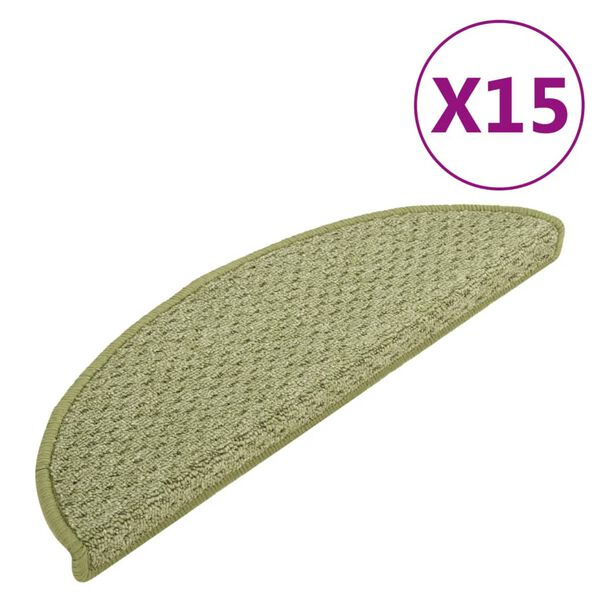 vidaXL Treppenmatten 15 Stk. Gr&uuml;n 65x21x4 cm
