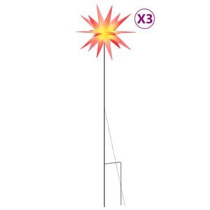vidaXL LED-Weihnachtssterne 3 Stk. mit Erdspie&szlig;en Faltbar Rot 35 cm