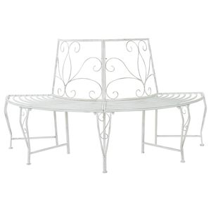 vidaXL Baumbank 4-Sitzanzahl 160 x 80 x 89 cm Stahl Antik Wei&szlig;