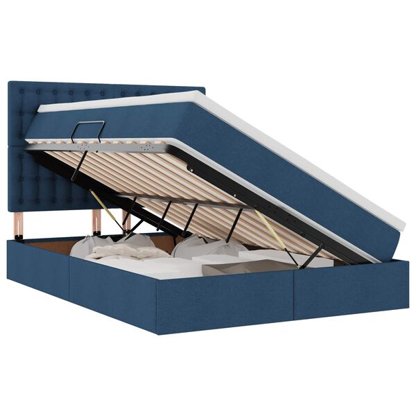 vidaXL Aufbewahrungsbett mit Matratze Blau 140 x 200 cm Polyester