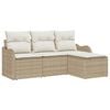 vidaXL Gartensofa-set mit Kissen mit Speicher 4 pcs Beige Poly-Rattan