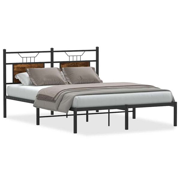 vidaXL Bettgestell ohne Matratze R&auml;uchereiche 140x190 cm Holzwerkstoff
