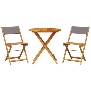 vidaXL 3-tlg. Bistro-Set Anthrazit Stoff und Massivholz
