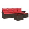 vidaXL Gartensofa-set 6 stk. Braun Poly-Rattan