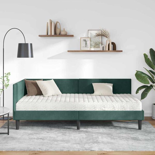 vidaXL Eckbettgestell mit Matratze Sonstiges 2 pcs Gr&uuml;n Samt