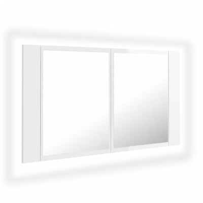 vidaXL LED-Bad-Spiegelschrank Hochglanz-Weiß 80x12x45 cm Acryl