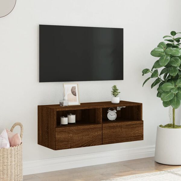 vidaXL TV-Wandschrank Braun Eiche-Optik 80x30x30 cm Holzwerkstoff
