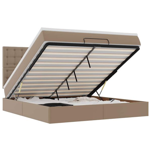 vidaXL Ottoman-Bett mit Matratze & LEDs 160x200cm Kunstleder