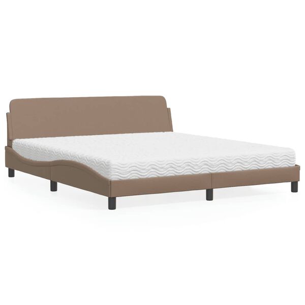 vidaXL Bett mit Matratze "Dover" Cappuccino-Braun 180x200 cm Kunstleder