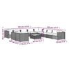 vidaXL 12-tlg. Garten-Lounge-Set mit Kissen Grau Poly Rattan