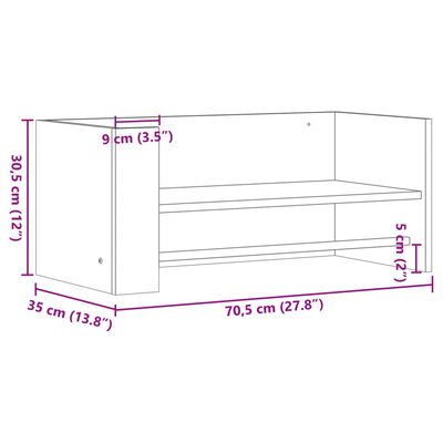 vidaXL Wandregal Braun Eichen-Optik 70,5x35x30,5 cm Holzwerkstoff