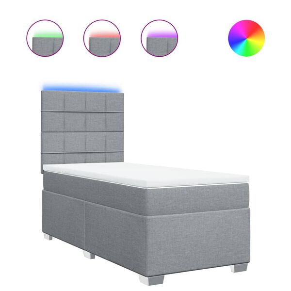 vidaXL Boxspringbett mit Matratze Hellgrau 100x200 cm Stoff