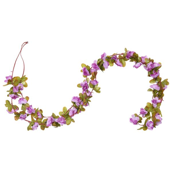 vidaXL Weihnachtskr&auml;nze Blumen 6 Stk. Helllila 250 cm