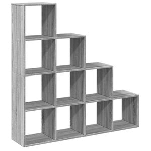vidaXL Raumteiler-B&uuml;cherregal 4 Stufen Grau Sonoma 131,5x29x131,5 cm