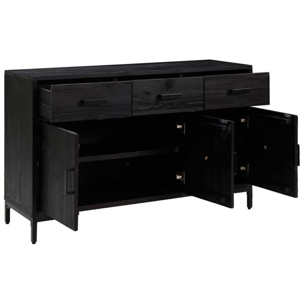 vidaXL Sideboard Schwarz 110x35x70 cm Massivholz Kiefer
