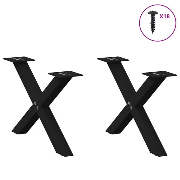 vidaXL Couchtischbeine X-Form 2 Stk. Schwarz 60x(30-31) cm Stahl