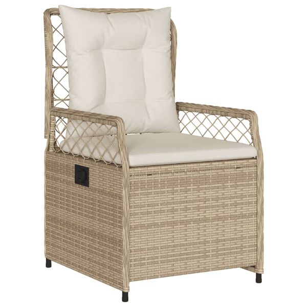 vidaXL 7-tlg. Garten-Essgruppe mit Kissen Beige Poly Rattan