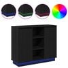 vidaXL LED-Sideboard mit Regal Schwarz Eichen-Optik 90 x 32 x 75 cm