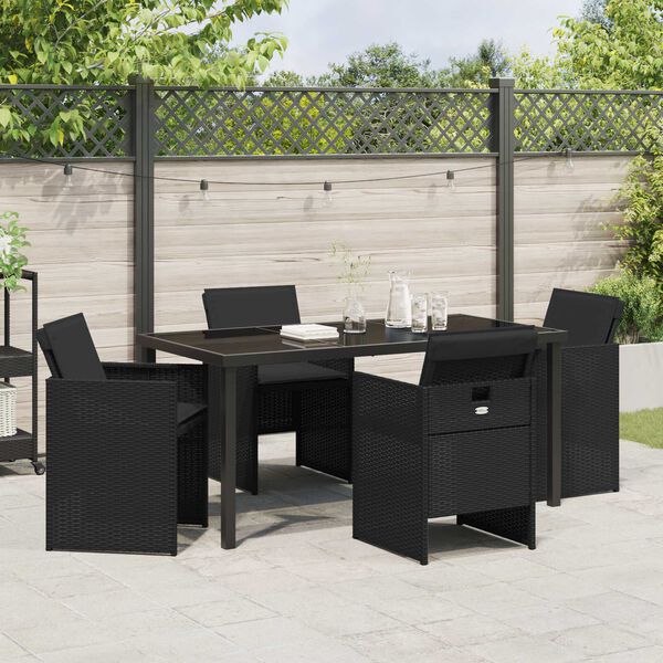 vidaXL Garten Essgruppe 5 pcs Schwarz Poly-Rattan
