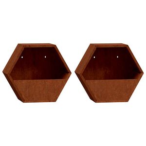 vidaXL Wand-Pflanzk&uuml;bel 2 Stk. Rostig Cortenstahl 46x10x40 cm