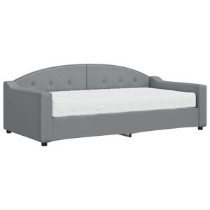 vidaXL Tagesbett mit Matratze Hellgrau 90x190 cm Stoff