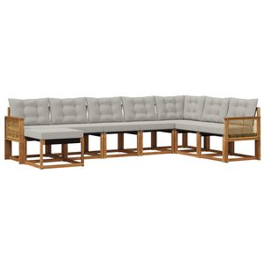 vidaXL Outdoor-Sofagarnitur 8 stk. Nat&uuml;rlich und Hellgrau