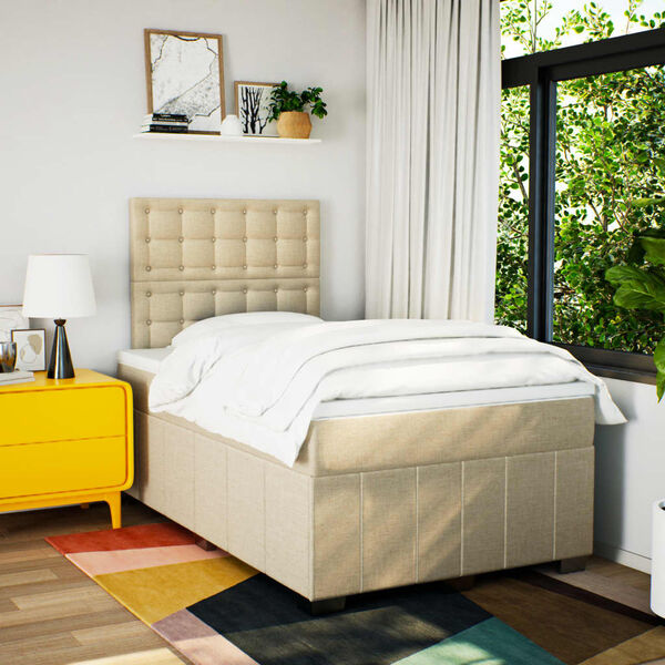 vidaXL Boxspringbett mit Matratze Creme 120x200 cm Stoff