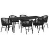 vidaXL Garten Essgruppe 7 pcs Schwarz Pulverbeschichteter Stahl