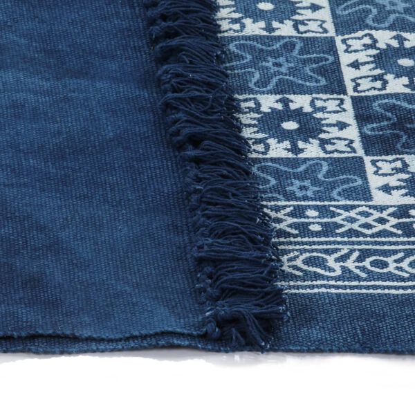 vidaXL Kelim-Teppich Baumwolle 160x230 cm mit Muster Blau
