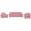 vidaXL 3-tlg. Sofagarnitur mit Kissen Rosa Samt