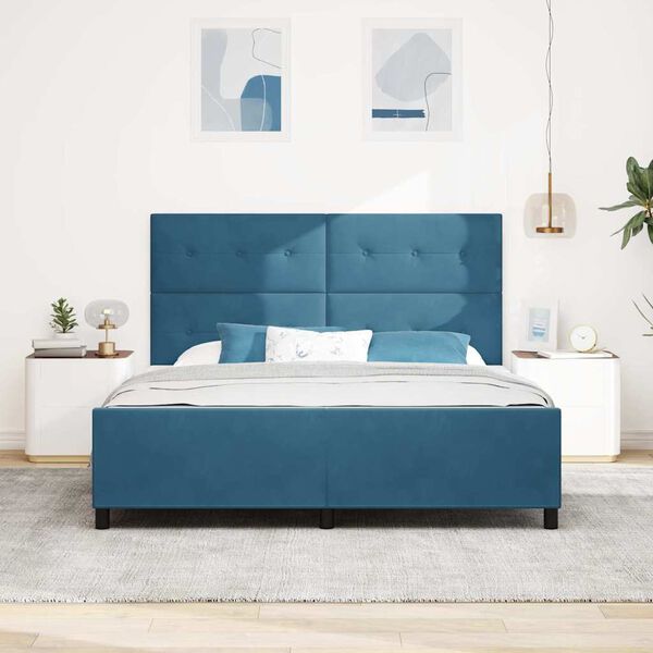vidaXL Boxspringbett mit Kopfteil Dunkelblau 180 x 200 cm Samt