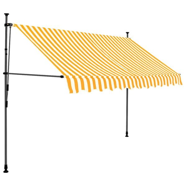 vidaXL Einziehbare Markise Handbetrieben mit LED 300 cm Wei&szlig; Orange