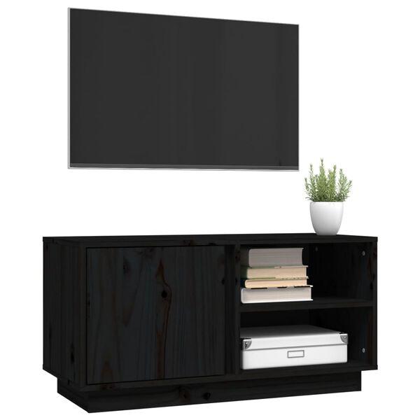 vidaXL TV-Schrank Schwarz 80x35x40,5 cm Massivholz Kiefer