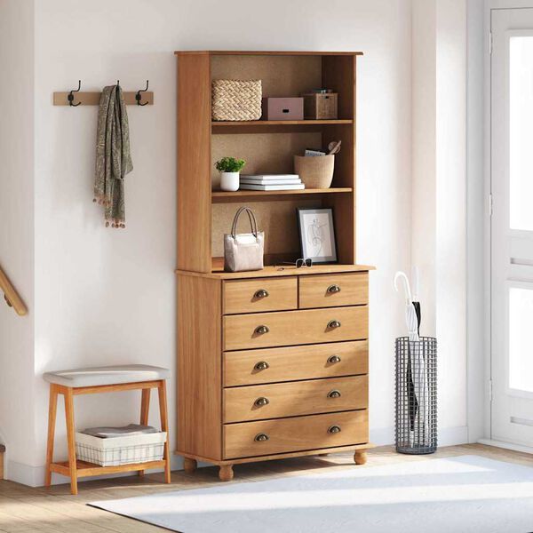 vidaXL Hutch ASKIM Honigwachs 91 x 40 x 200,5 cm Massives Kiefernholz