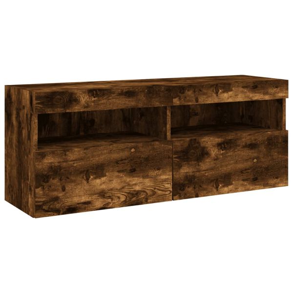 vidaXL TV-Wandschrank mit LED-Leuchten R&auml;uchereiche 100x30x40 cm