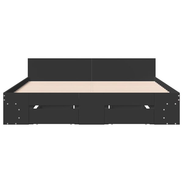 vidaXL Bettgestell mit Schubladen Schwarz 160x200 cm Holzwerkstoff